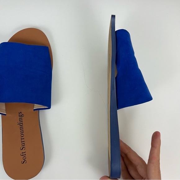 Soft Surroundings Anytime Faux Suede Blue Slip On Sandals 6 - Picture 7 of 9